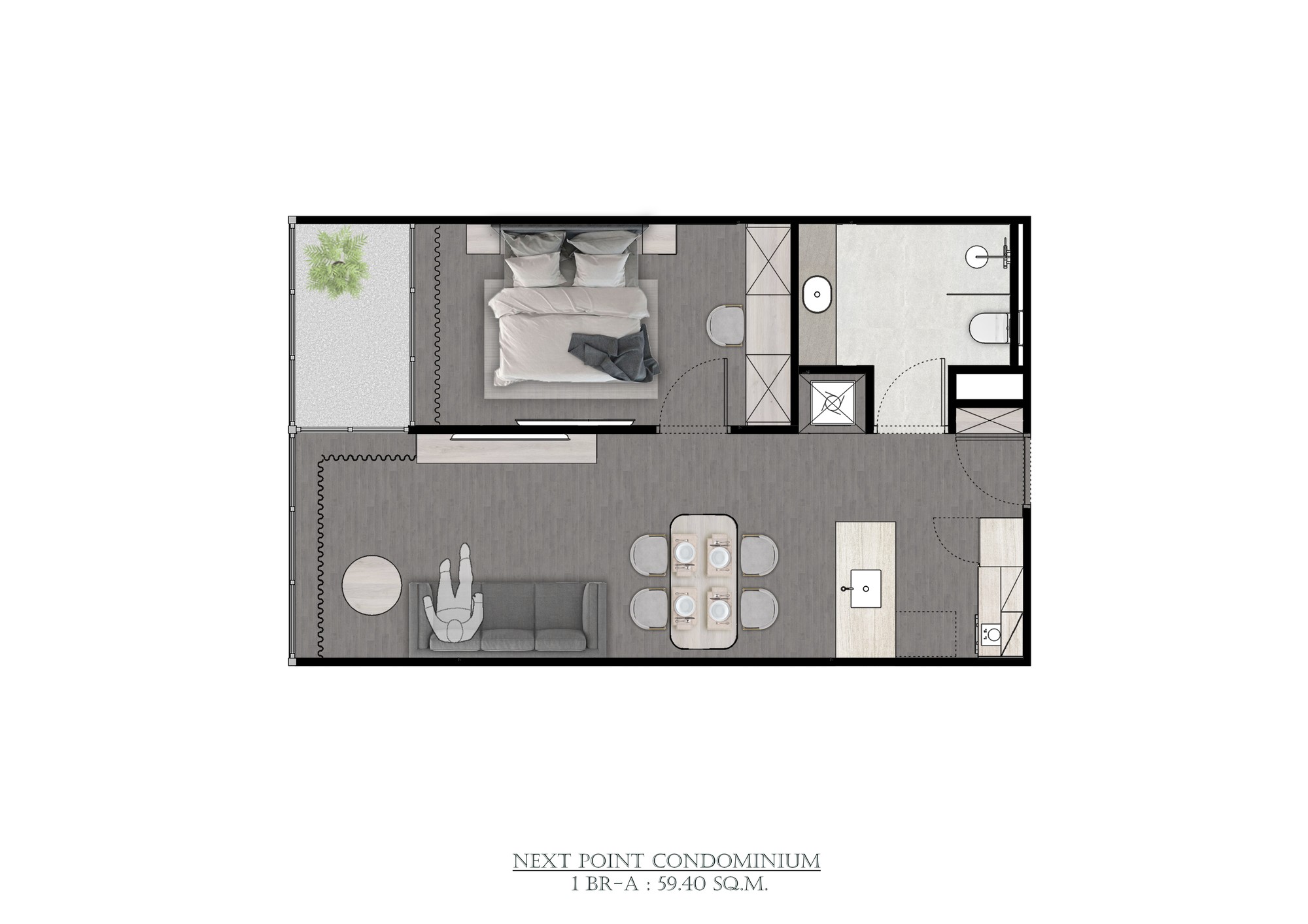 NEXT POINT, планировка 1BR A