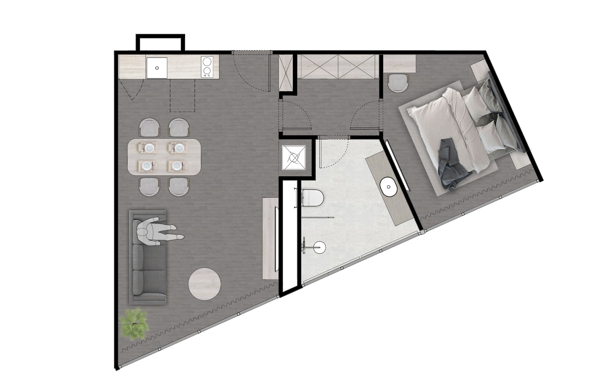 NEXT POINT, планировка 1BR D