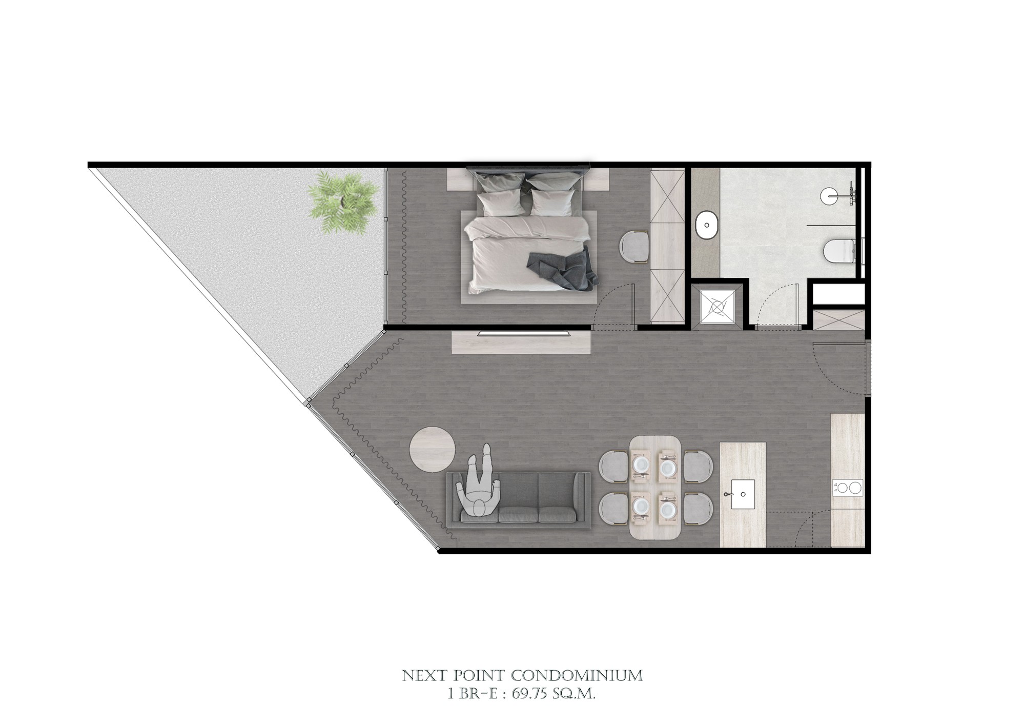 NEXT POINT, планировка 1BR E