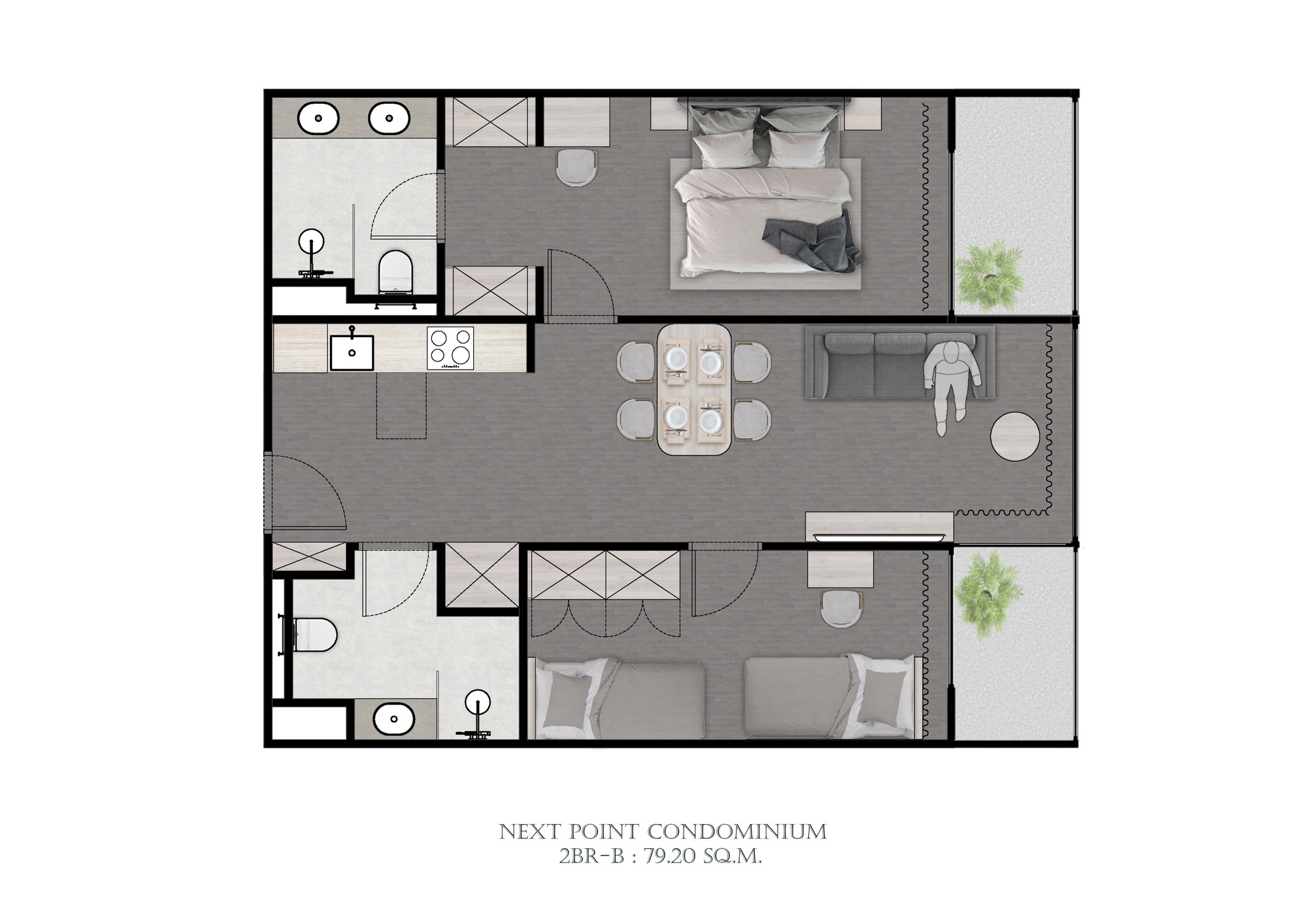 NEXT POINT, планировка 2BR B