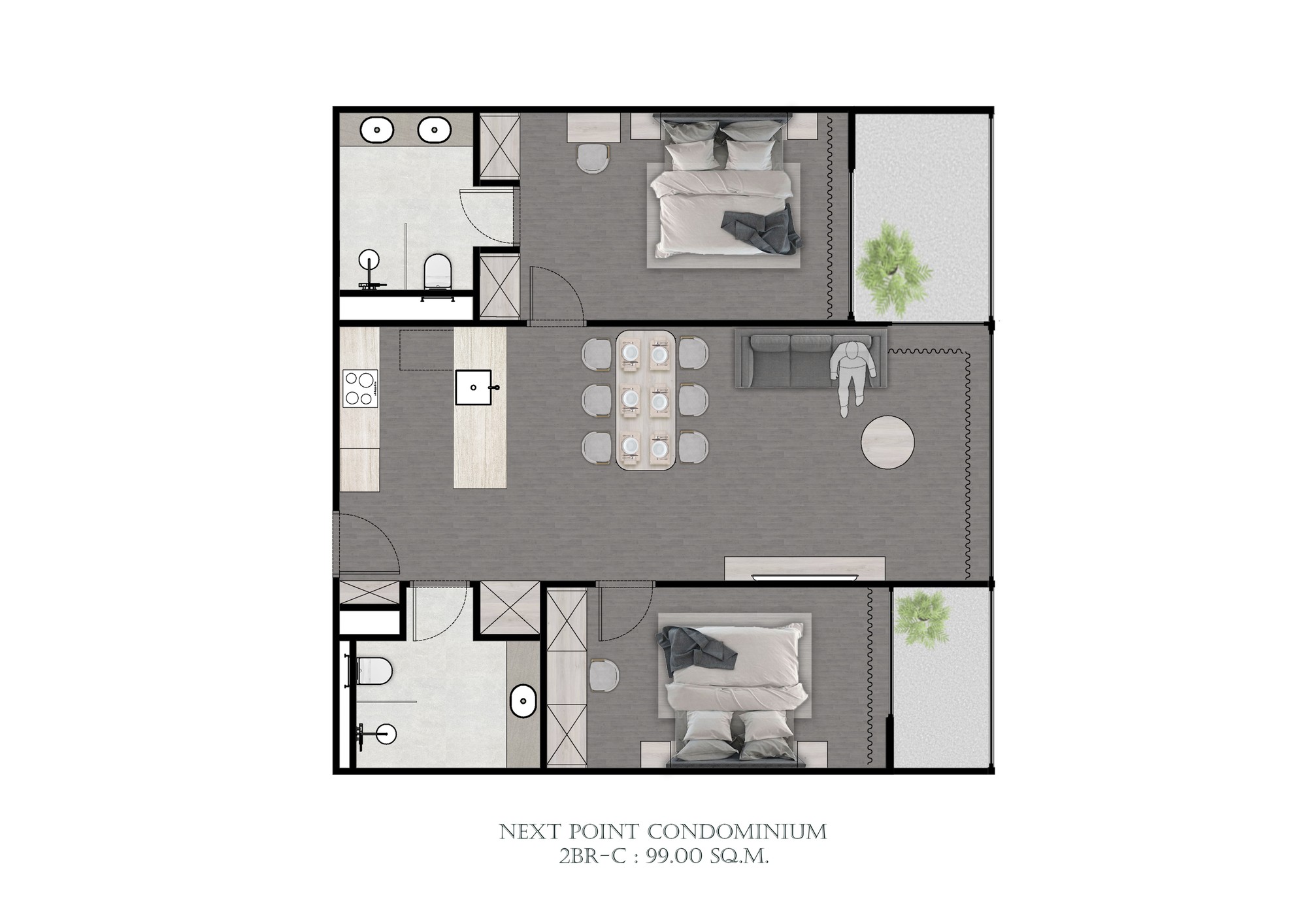 NEXT POINT, планировка 2BR C
